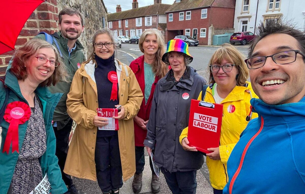 Labour members out campaigning